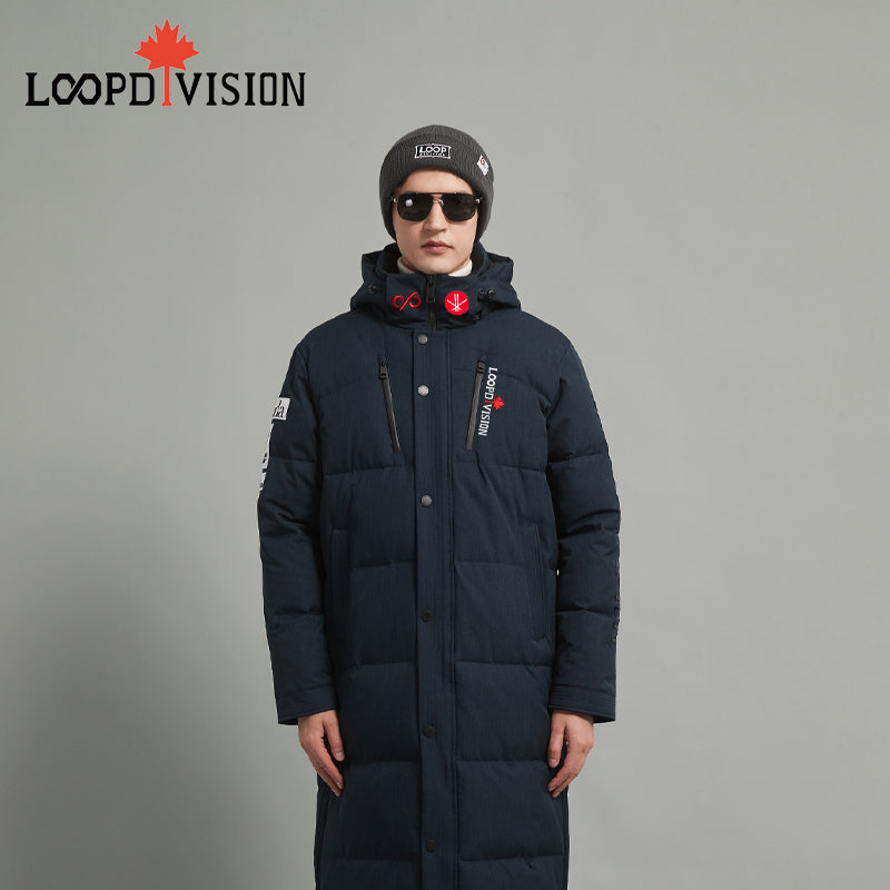 Steven Men’s Long Parka for Extreme Weather Protection-Glazed Blue