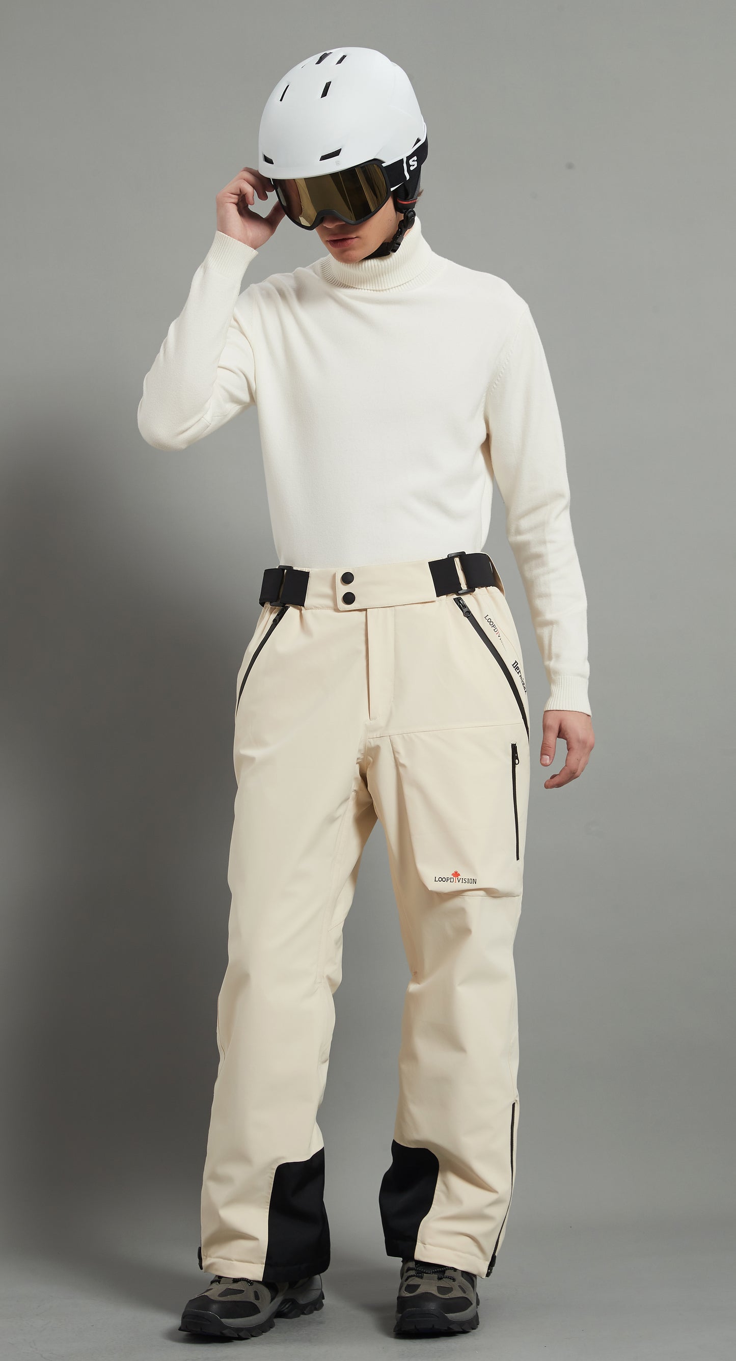 Whistler-M Men Ski Pant Insulated 3L Dermizax 20K Beige White