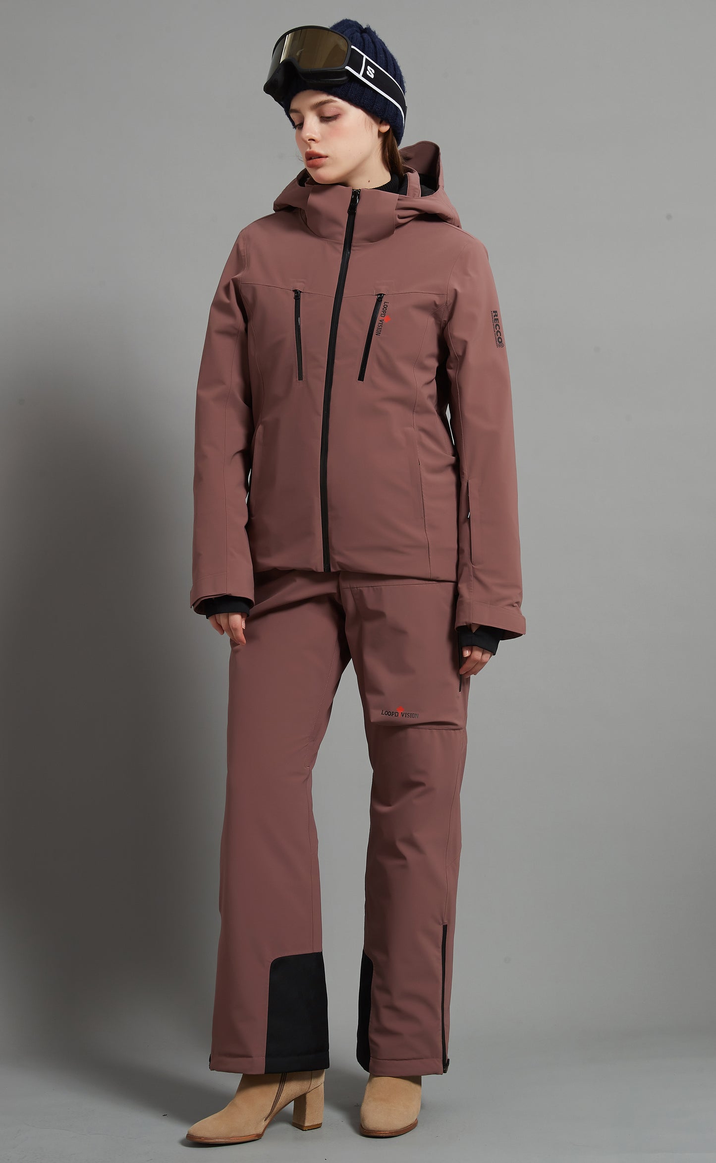 Flora&Whistler-F Skidual Lady Ski Set Insulated 3L Dermizax 20k Bean Paste Purple