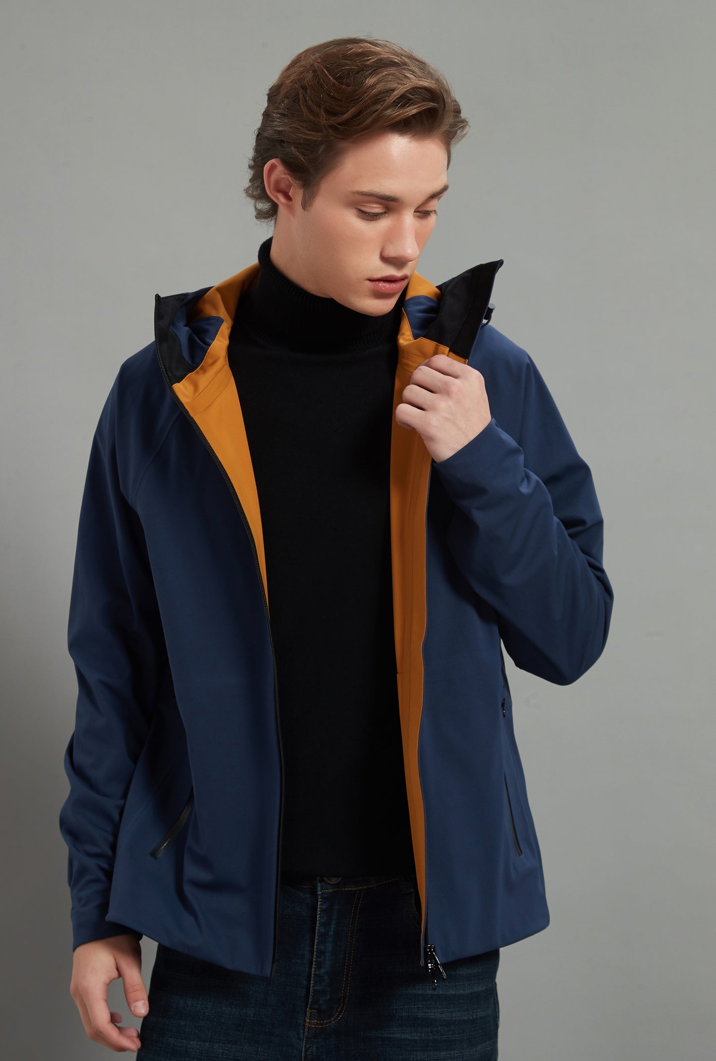 Nan-M Men Soft Shell Hiking Jacket 3L Navy Blue