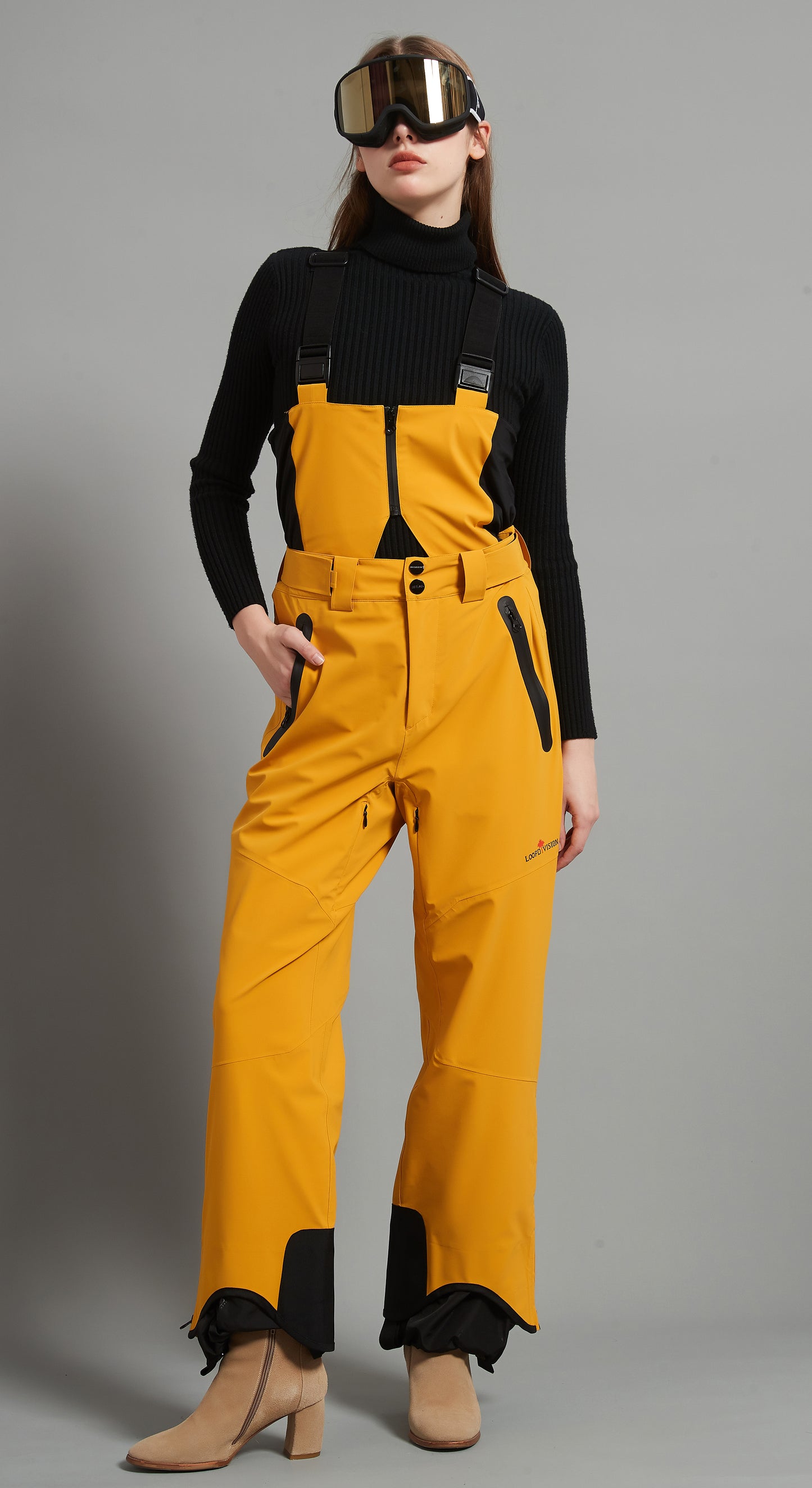 Laval-F Lady Ski Bib Pant Insulated 3L Dermizax 20K Deep Earthy Yellow