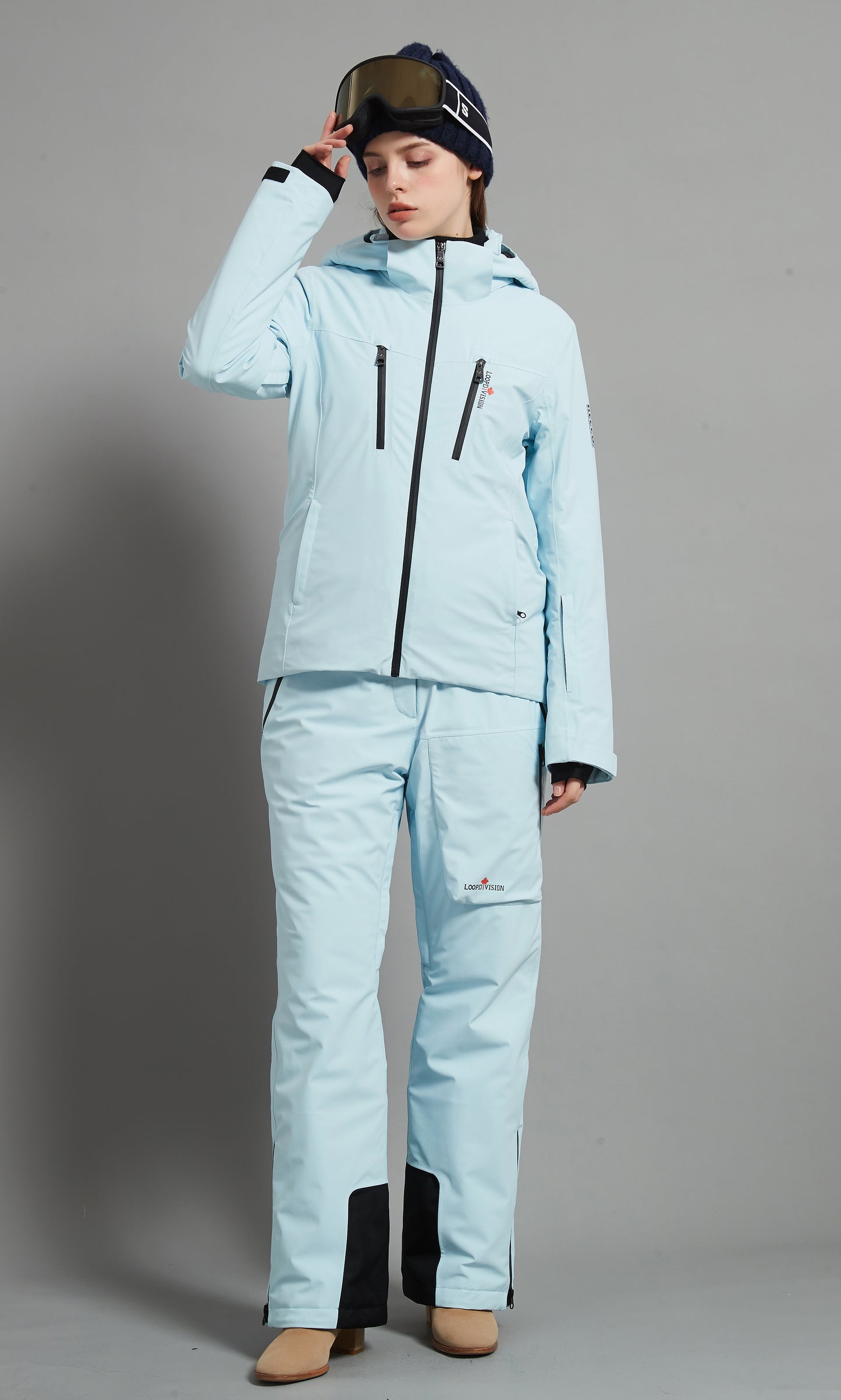 Flora&Whistler-F Skidual Lady Ensemble de ski isolé 3L Dermizax 20k Bleu glacier