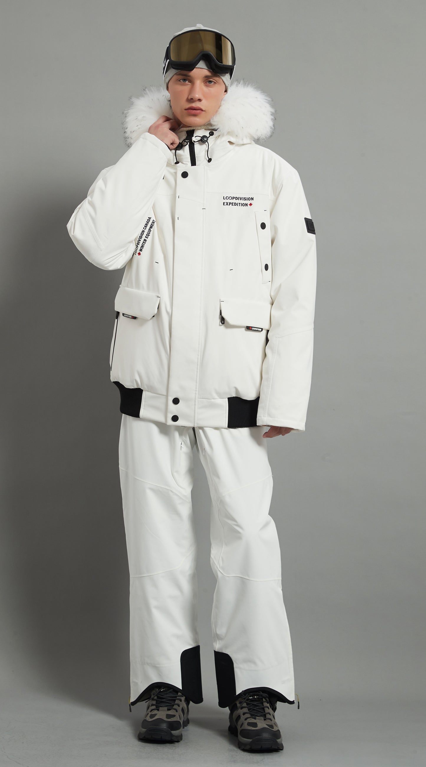 Nicolas&Laval-M Skidual Men Ski Set Insulated 3L Dermizax 20k White
