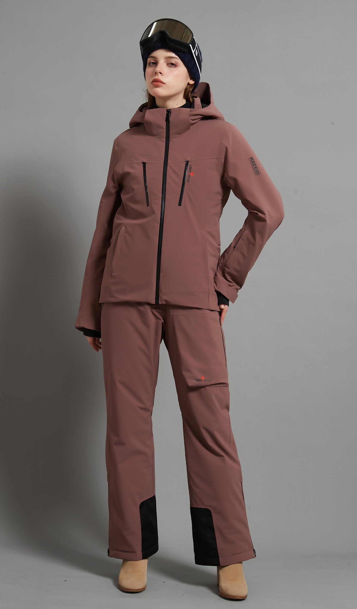 Flora&Whistler-F Skidual Lady Ski Set Insulated 3L Dermizax 20k Bean Paste Purple