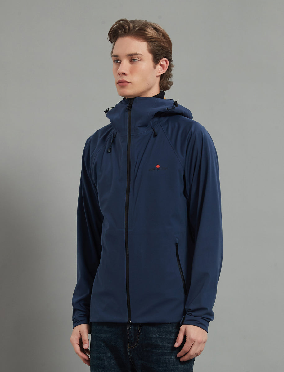 NanM Men Soft Shell Hiking Jacket 3L Navy Blue LOOPDIVISION