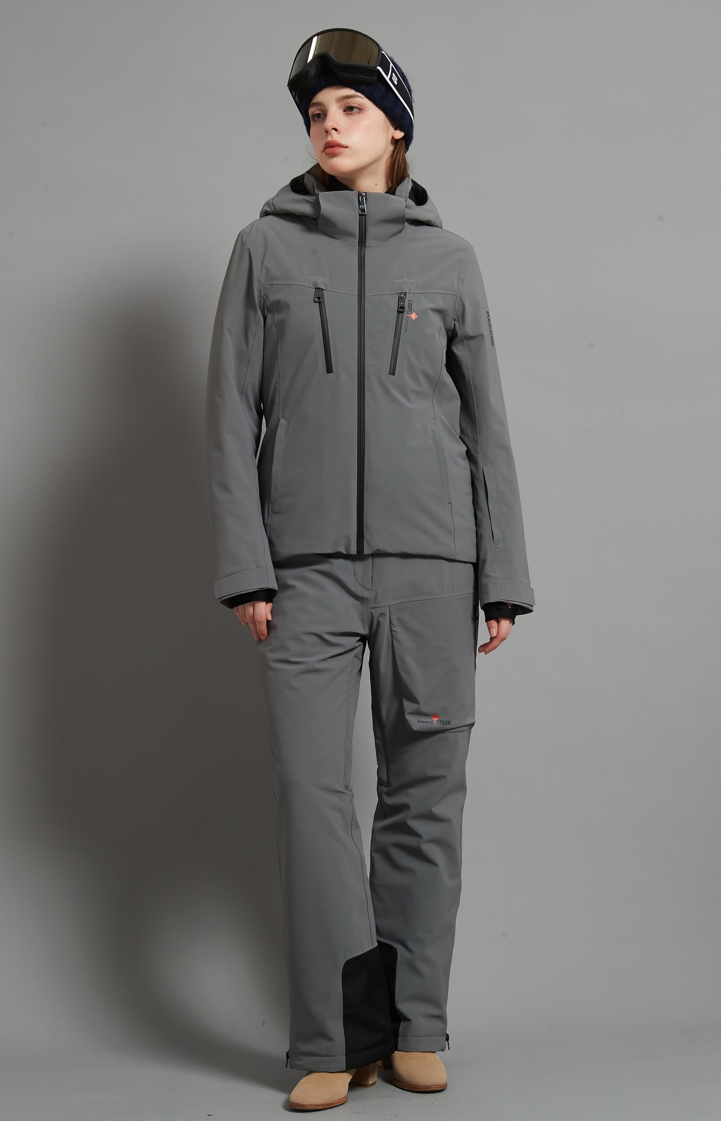 Flora&Whistler-F Skidual Lady Ensemble de ski isolé 3L Dermizax 20k Gris éléphant