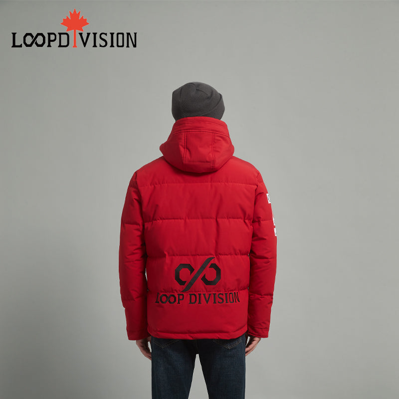 KING Men Mid-Length Parka Insulated-Freestyle Canada Co-branded, Red