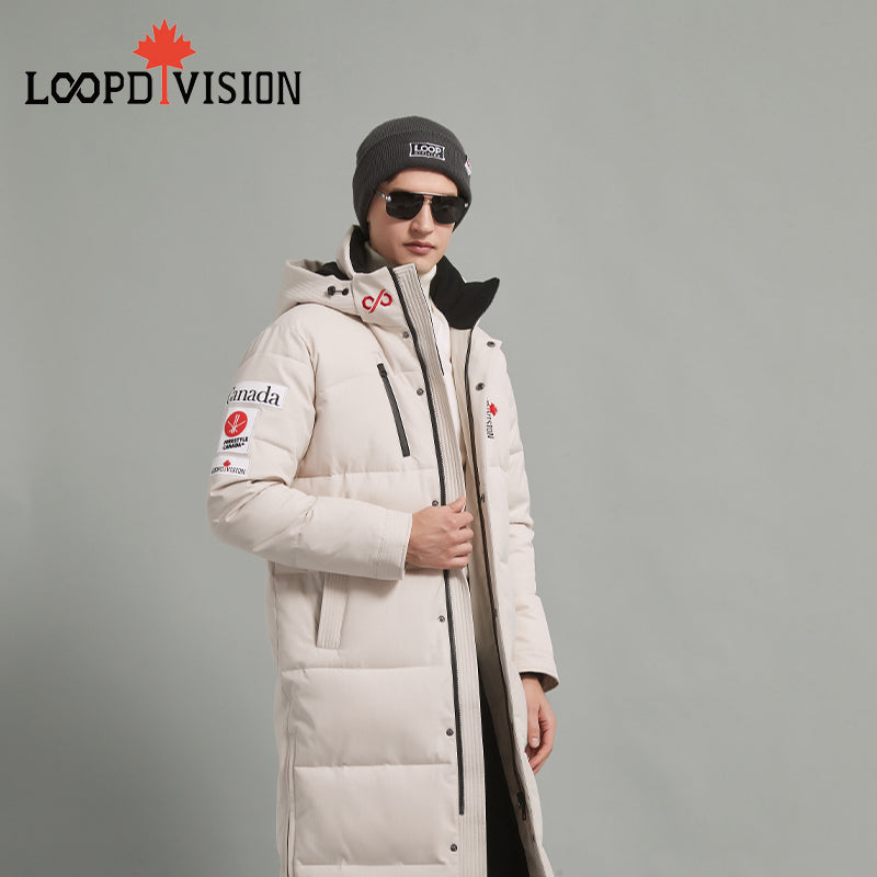 STEVEN Men Long Parka Insulated - Freestyle Canada Co-branded, Beige