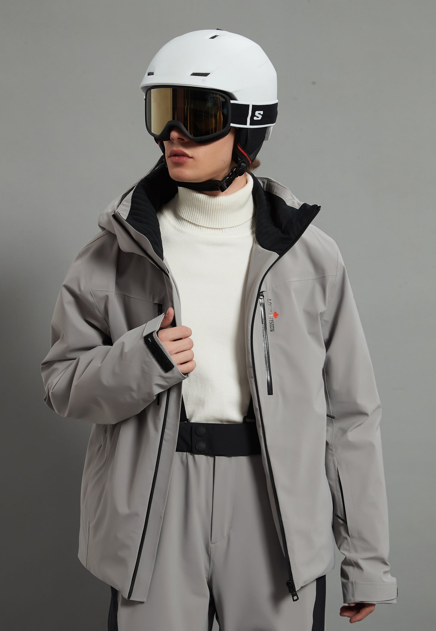 Landon Skidual Veste de ski isolée 3L Dermizax 20K Gris chaud pour homme