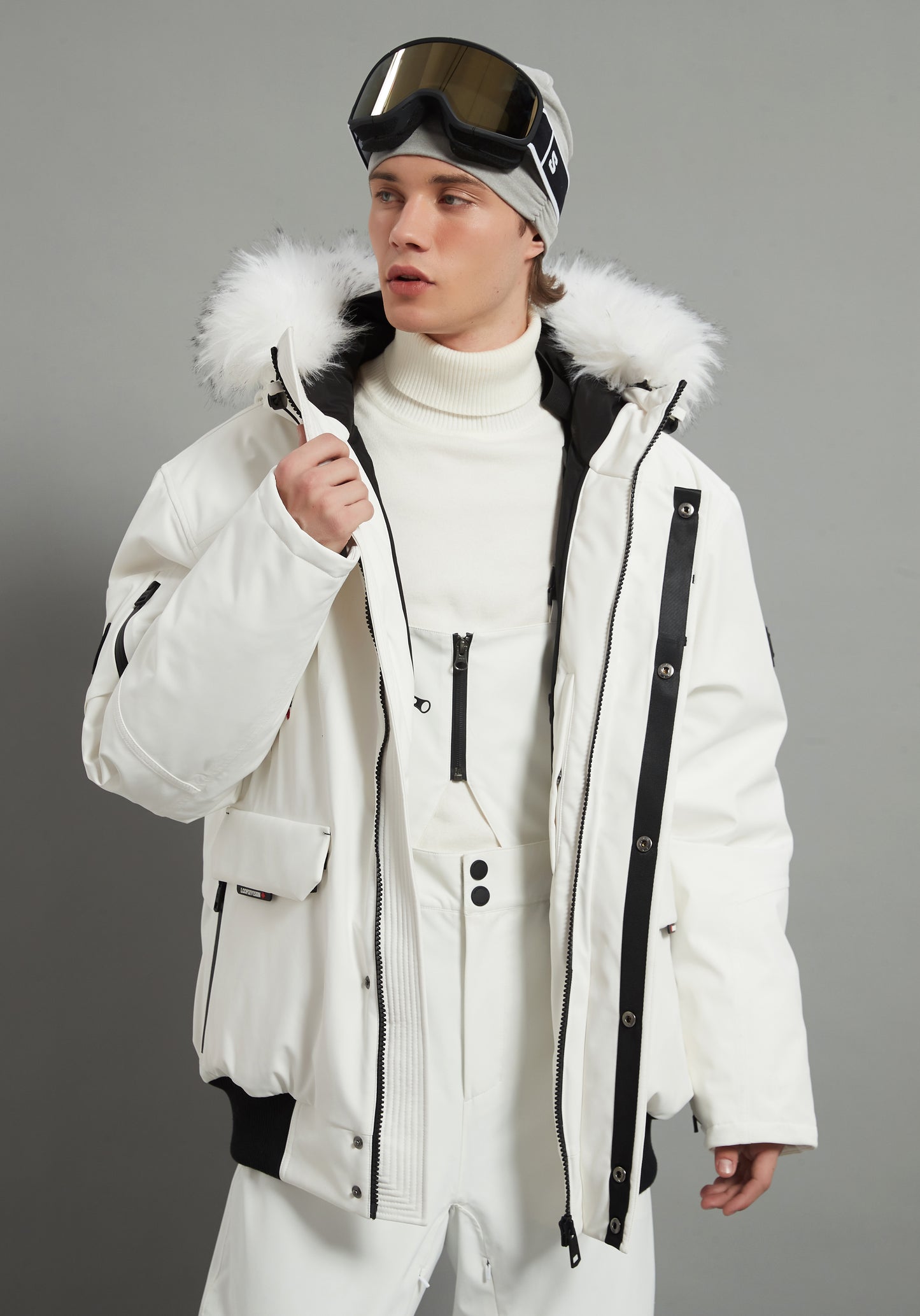 Nicolas Skidual Men Ski Jacket Insulated 3L Dermizax 20K White