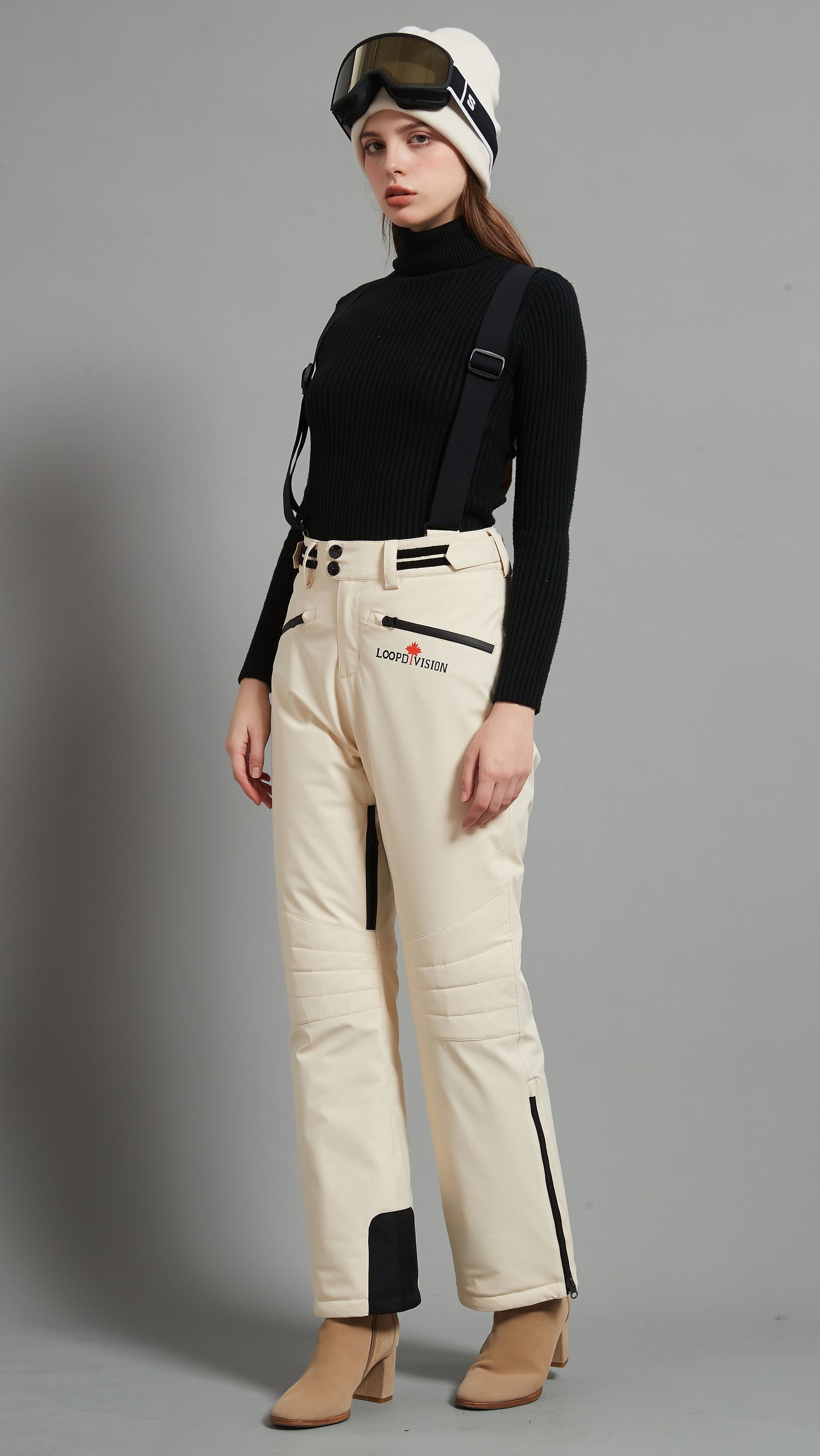 Catharine Lady Ski Bib Pant Insulated 3L Dermizax 20K Beige White