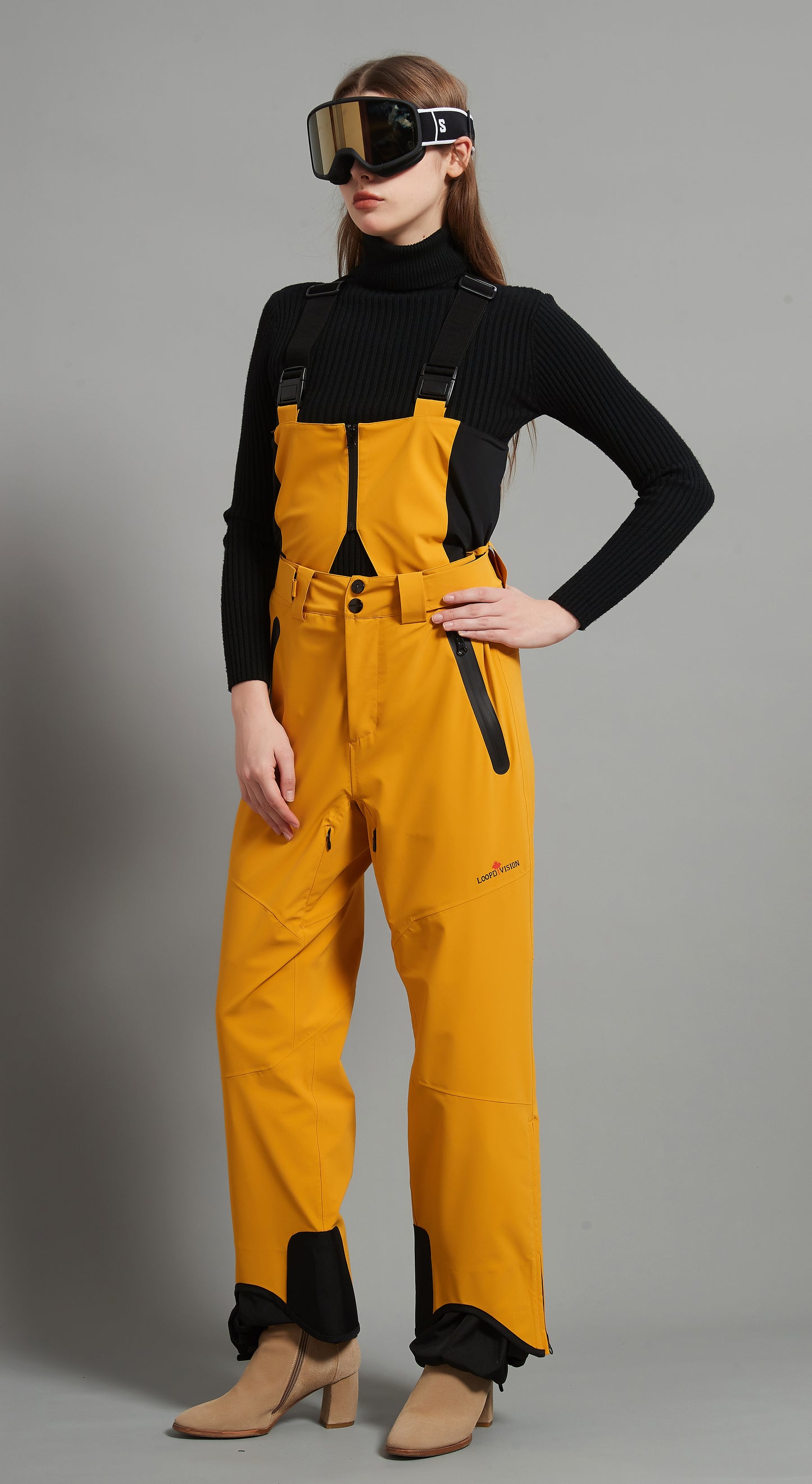 Laval-F Lady Ski Bib Pant Insulated 3L Dermizax 20K Deep Earthy Yellow