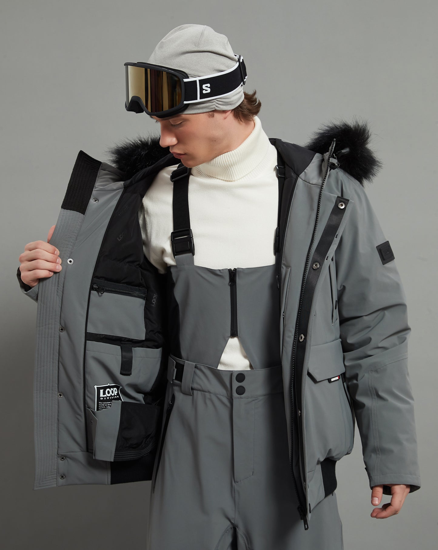 Nicolas Skidual Men Ski Jacket Insulated 3L Dermizax 20K Elephant Grey