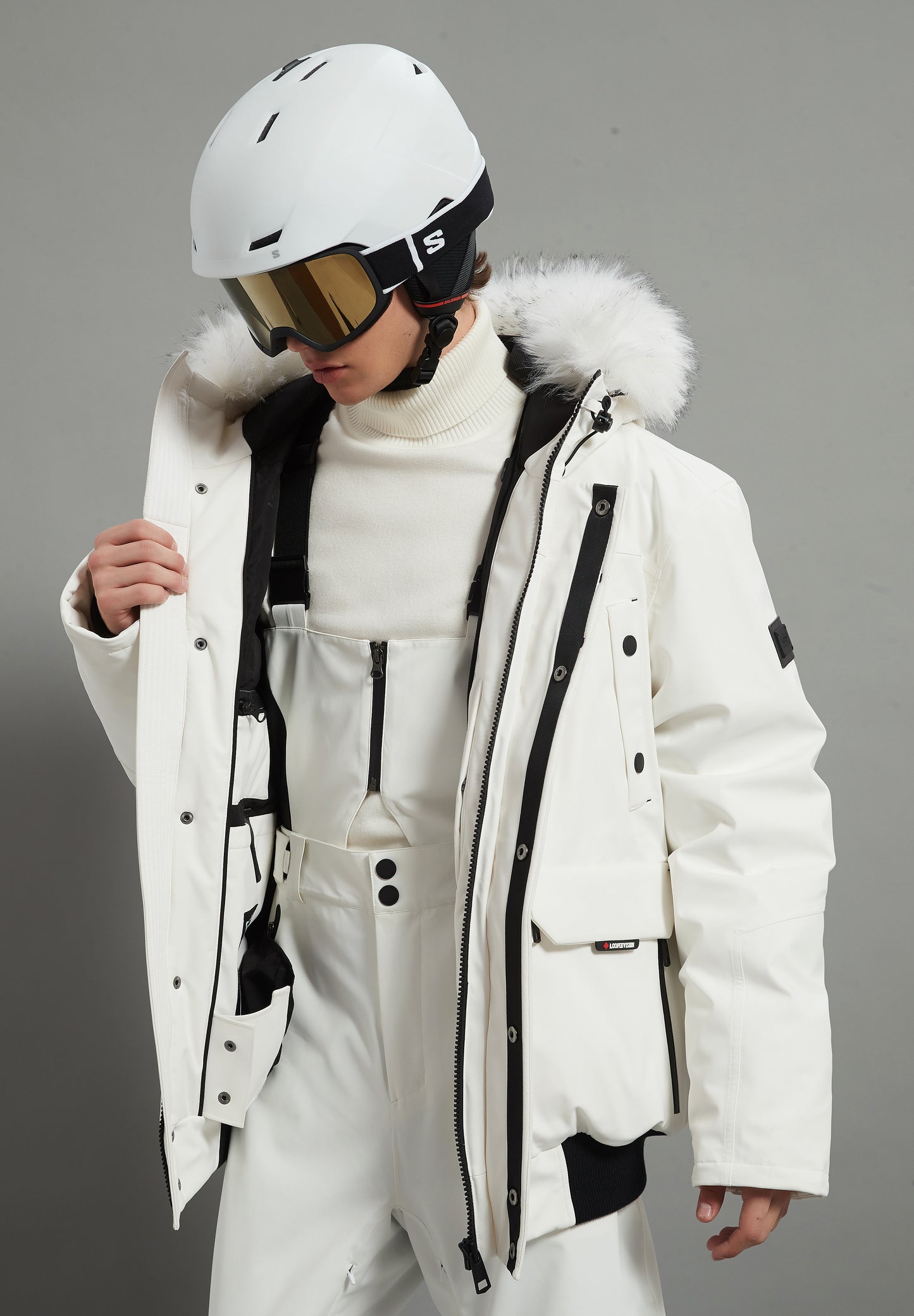 Nicolas Skidual Men Ski Jacket Insulated 3L Dermizax 20K White