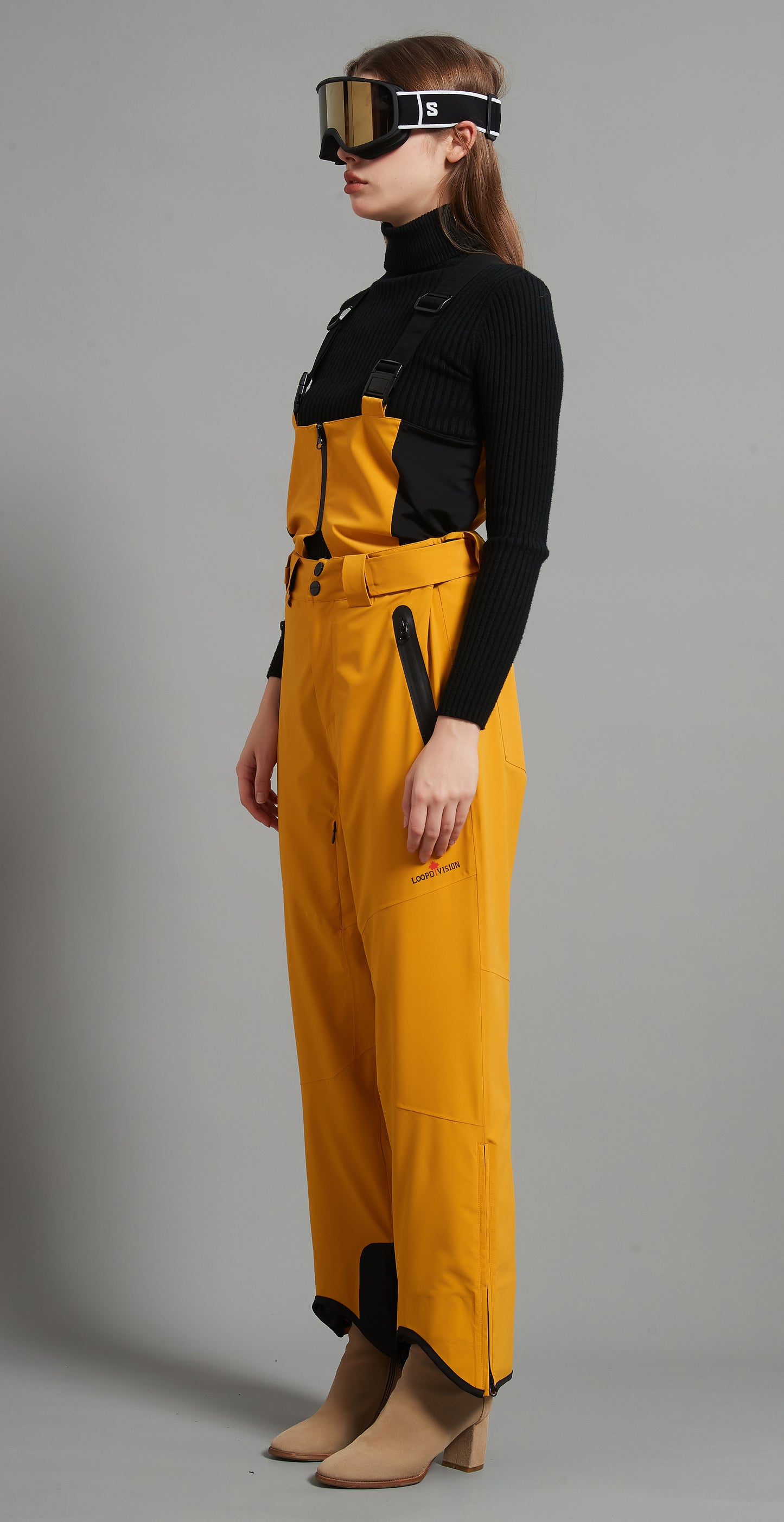 Laval-F Lady Ski Bib Pant Insulated 3L Dermizax 20K Deep Earthy Yellow