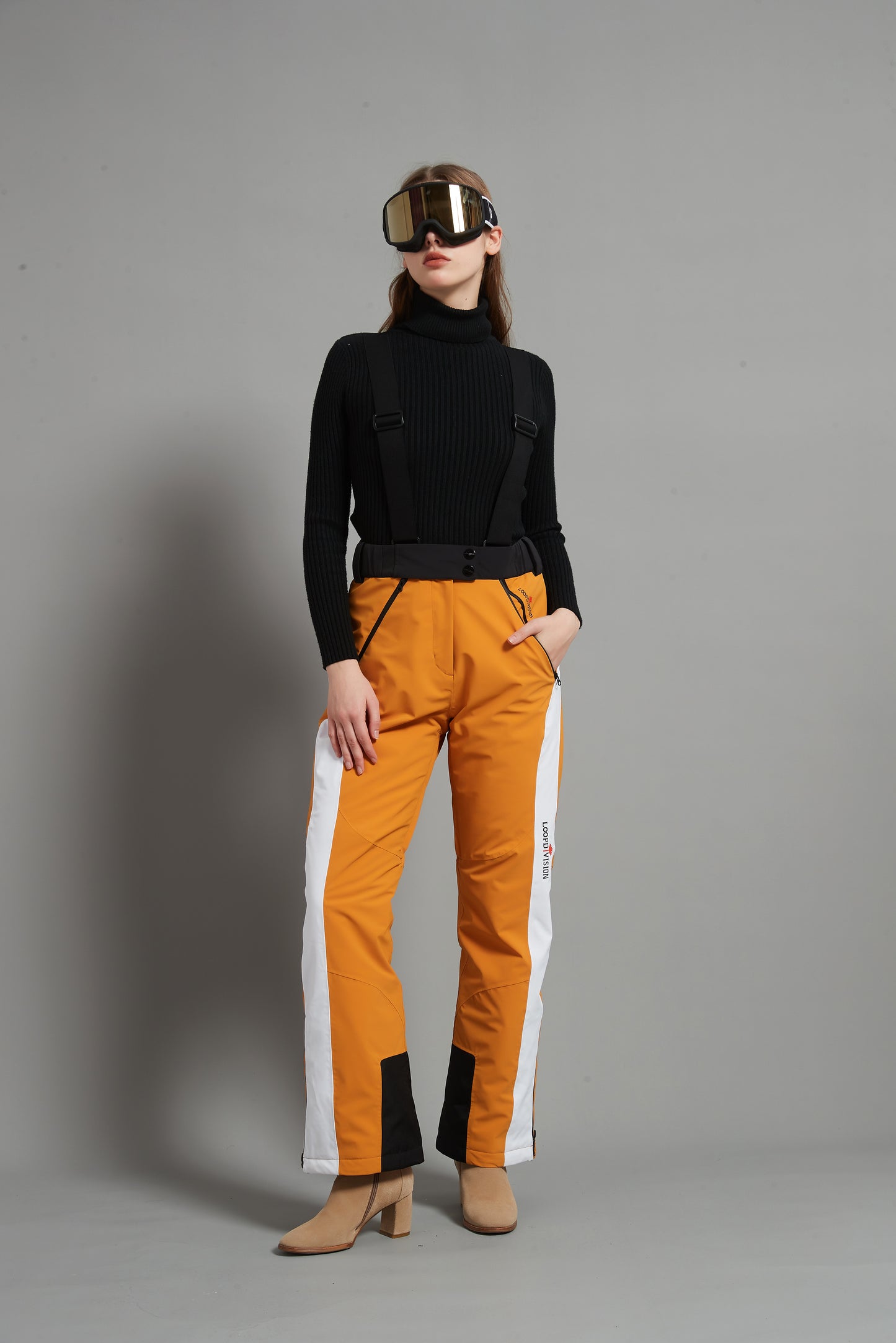 Bayview-F Lady Ski Bib Pant Insulated Dermizax 20K Ginger yellow
