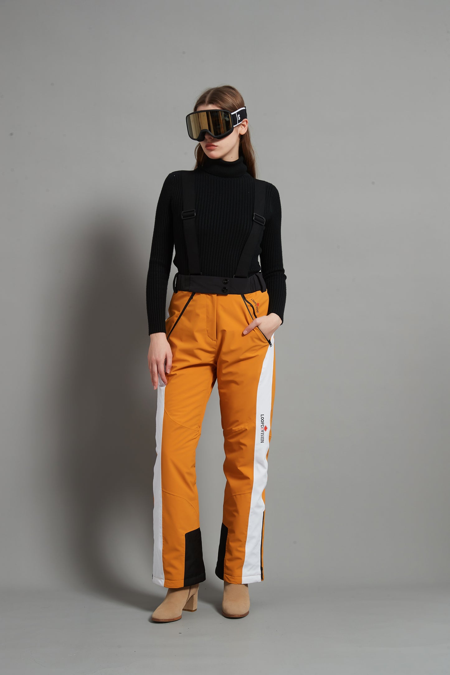 Bayview-F Lady Ski Bib Pant Insulated Dermizax 20K Ginger yellow