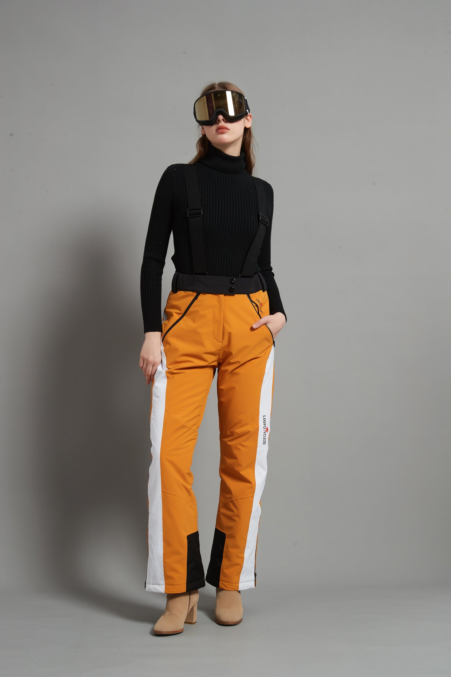 Bayview-F Lady Ski Bib Pant Insulated Dermizax 20K Ginger yellow