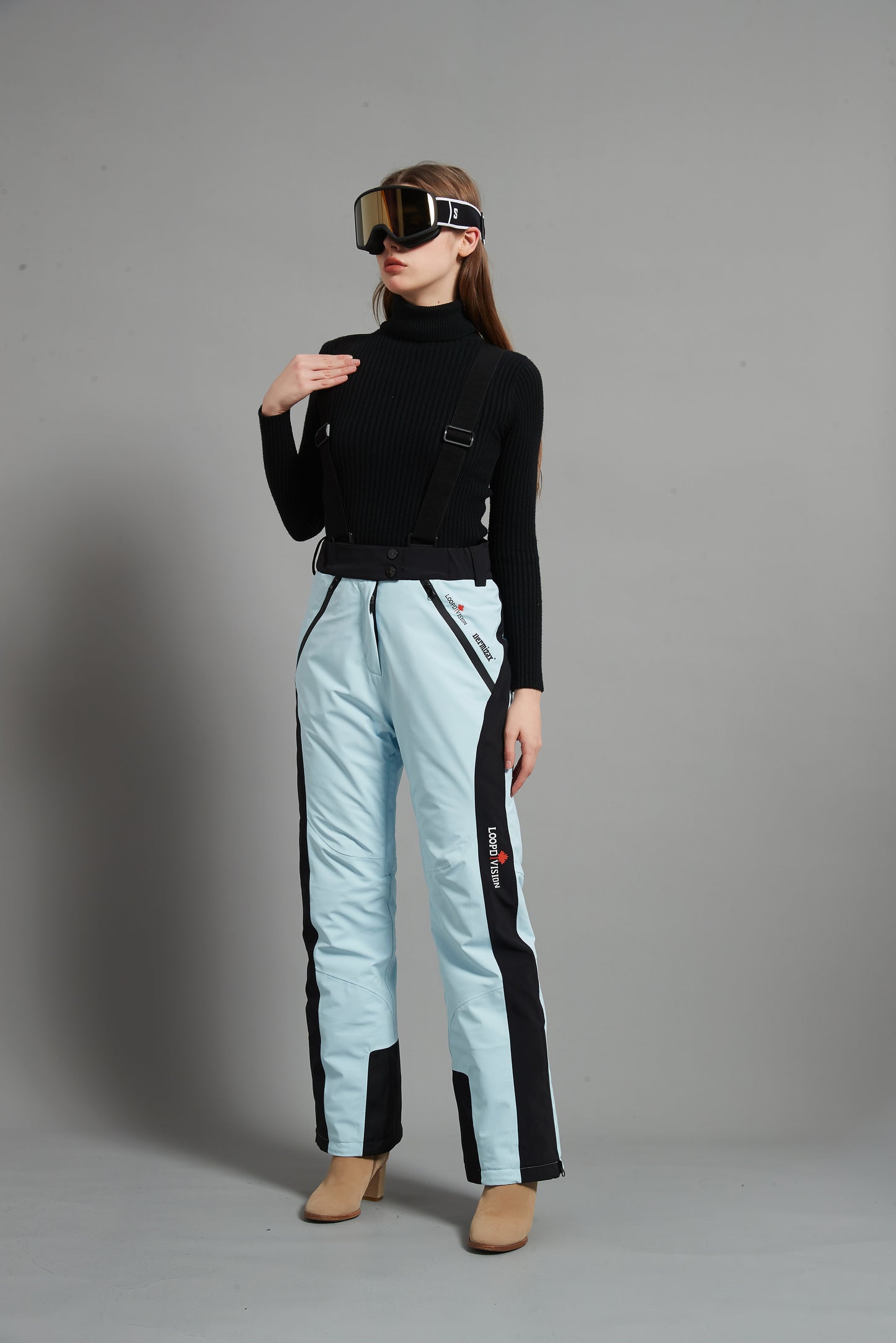 Bayview-F Lady Ski Bib Pant Insulated Dermizax 20K Ice Blue