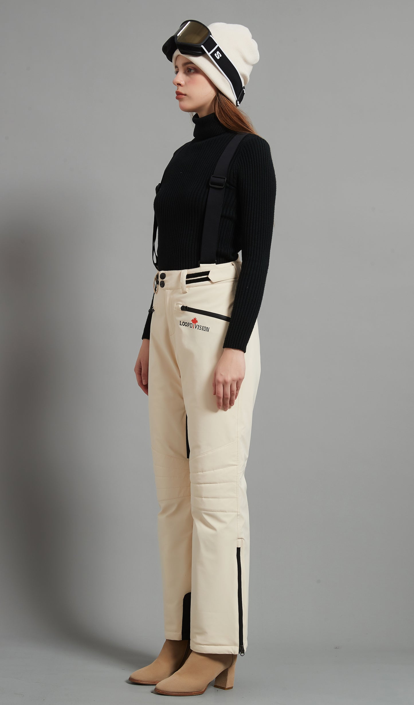 Catharine Lady Ski Bib Pant Insulated 3L Dermizax 20K Beige White