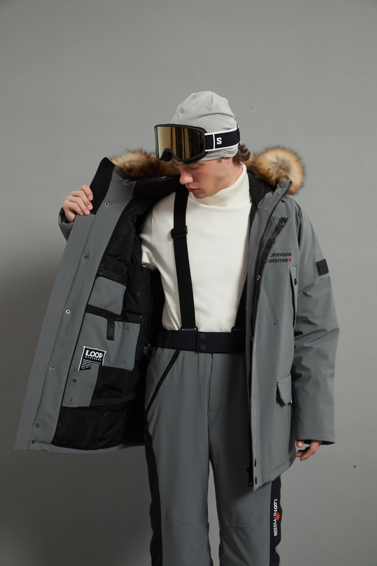 Alexander Skidual Men Ski Parka Insulated Dermizax 20K Elephant grey