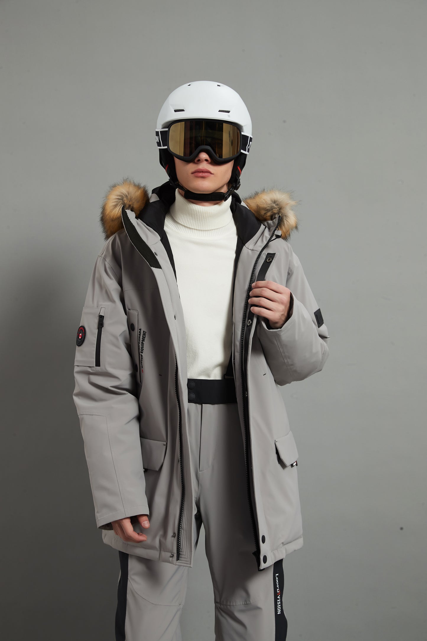Alexander Skidual Men Ski Parka Insulated Dermizax 20K Warm Grey