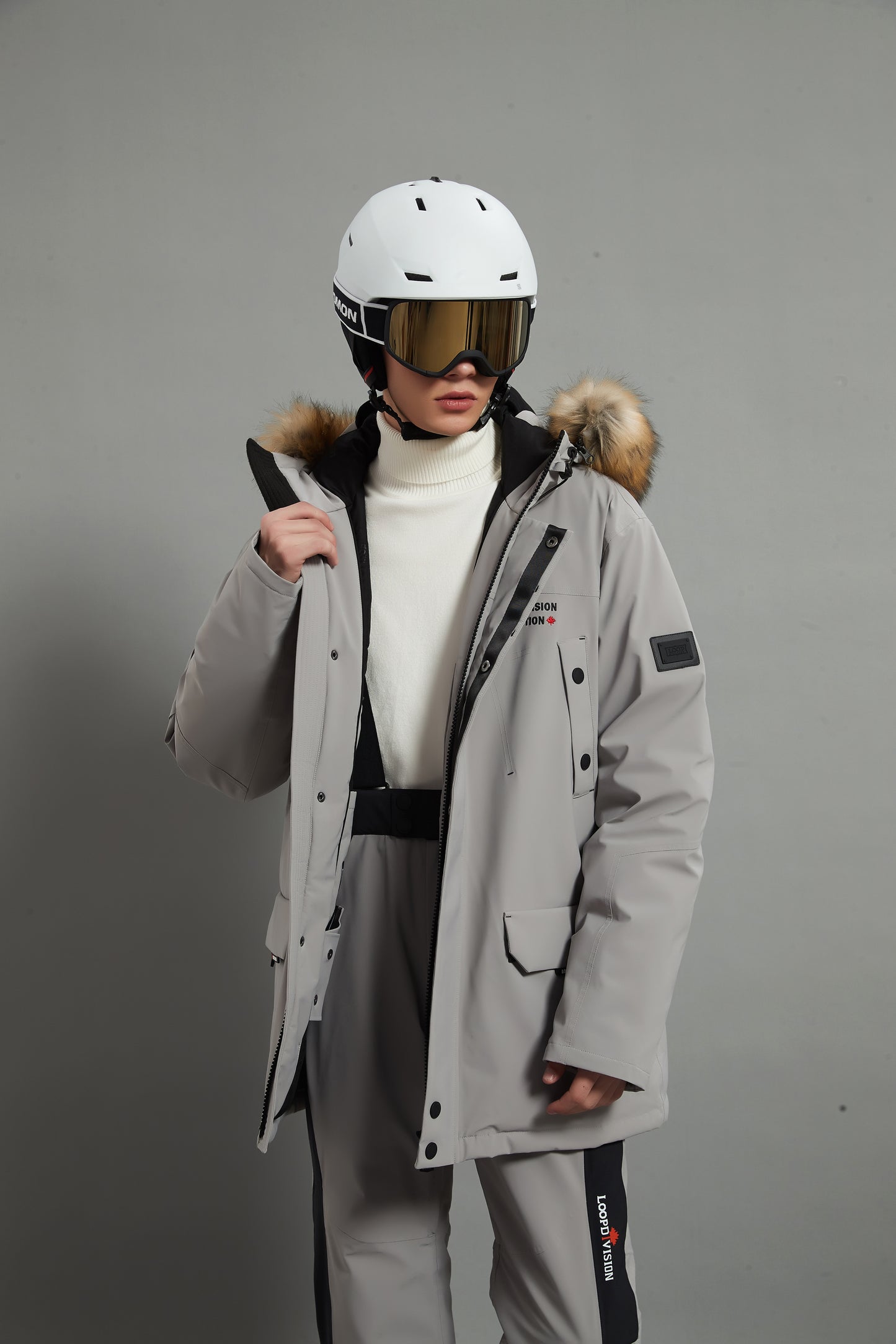 Alexander Skidual Men Ski Parka Insulated Dermizax 20K Warm Grey