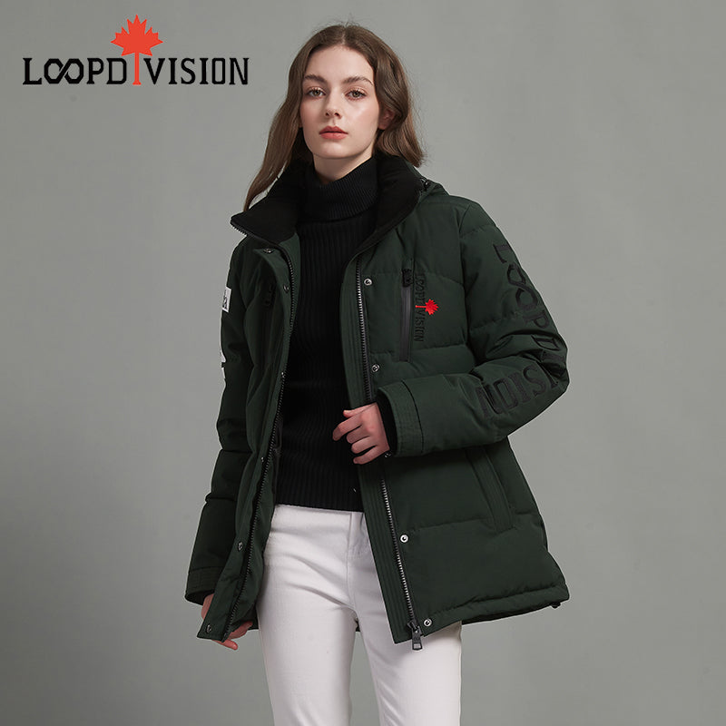 DANNA Women Mid-Length Parka Insulated-Freestyle Canada Co-branded, Deep Green