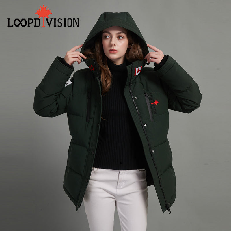 DANNA Women Mid-Length Parka Insulated-Freestyle Canada Co-branded, Deep Green