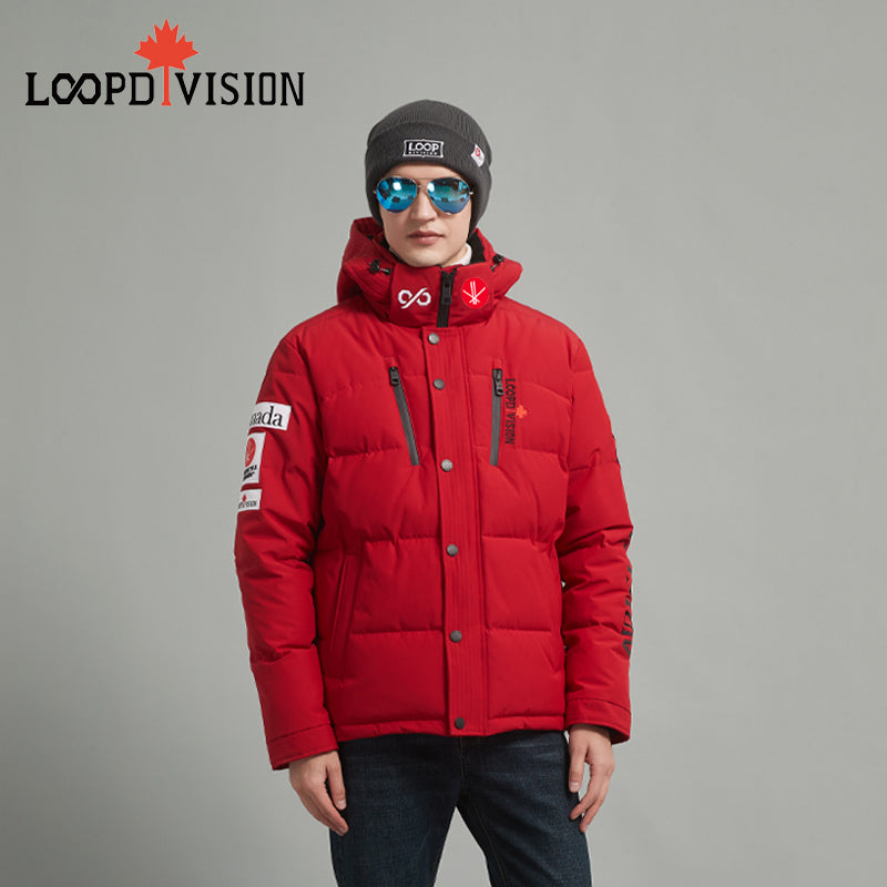 KING Men Mid-Length Parka Insulated-Freestyle Canada Co-branded, Red