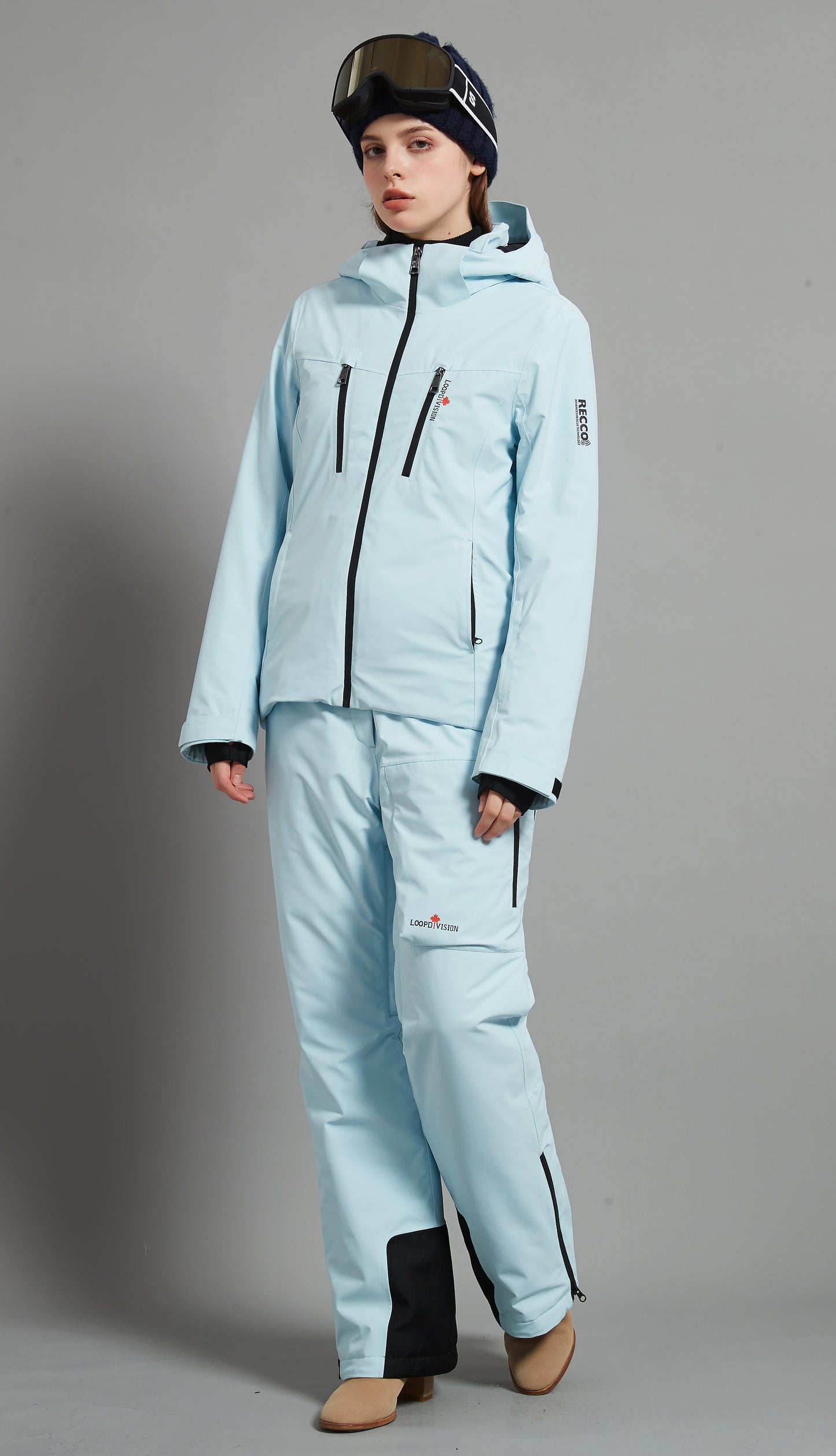 Flora&Whistler-F Skidual Lady Ski Set Insulated 3L Dermizax 20k Ice Blue