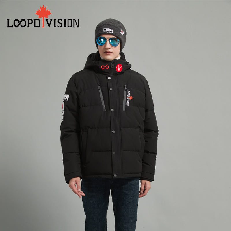 KING Men Mid-Length Parka Insulated-Freestyle Canada Co-branded, Black