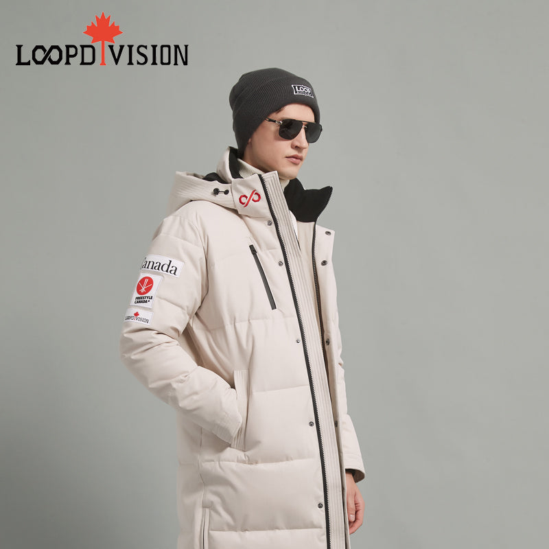 STEVEN Men Long Parka Insulated - Freestyle Canada Co-branded, Beige