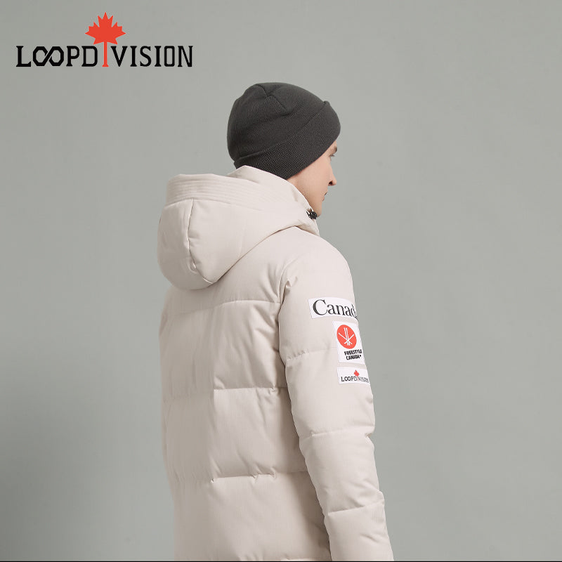 STEVEN Men Long Parka Insulated - Freestyle Canada Co-branded, Beige