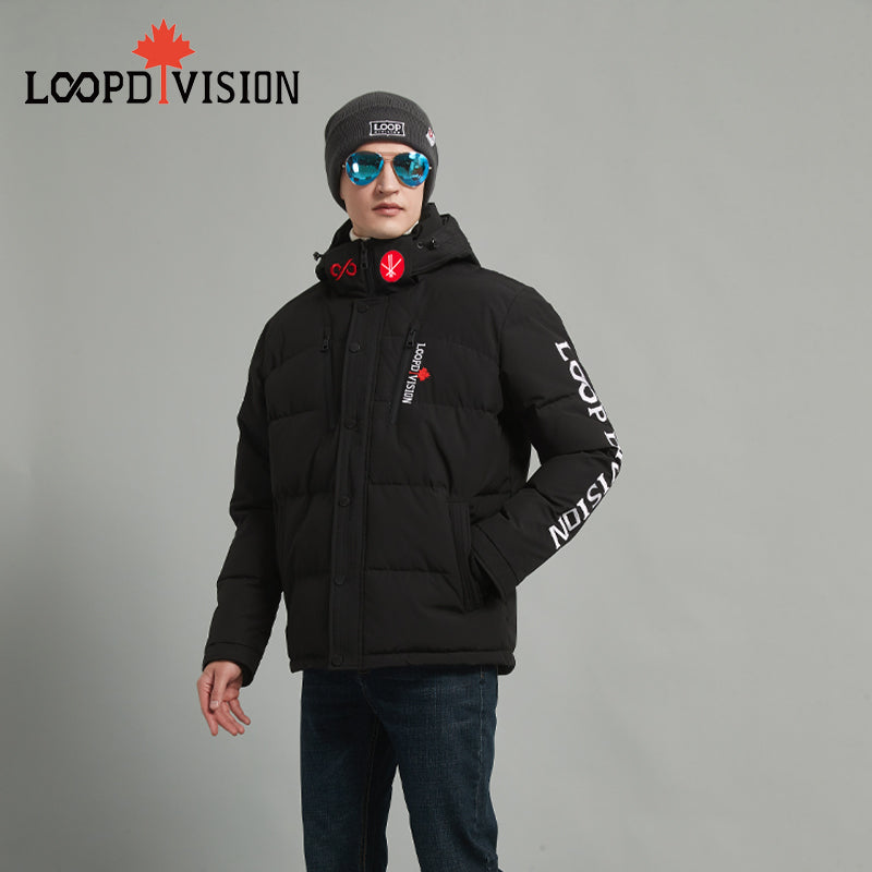 KING Men Mid-Length Parka Insulated-Freestyle Canada Co-branded, Black