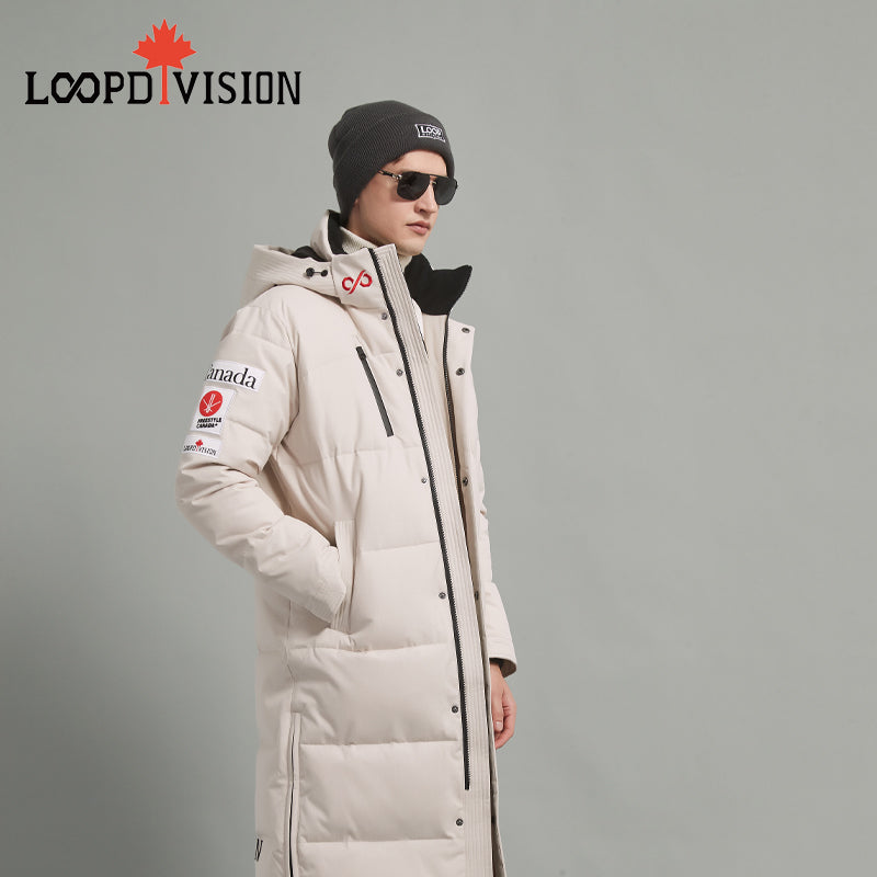 STEVEN Men Long Parka Insulated - Freestyle Canada Co-branded, Beige